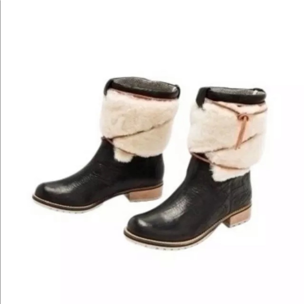 MATT BERSON leather and shearling bootie